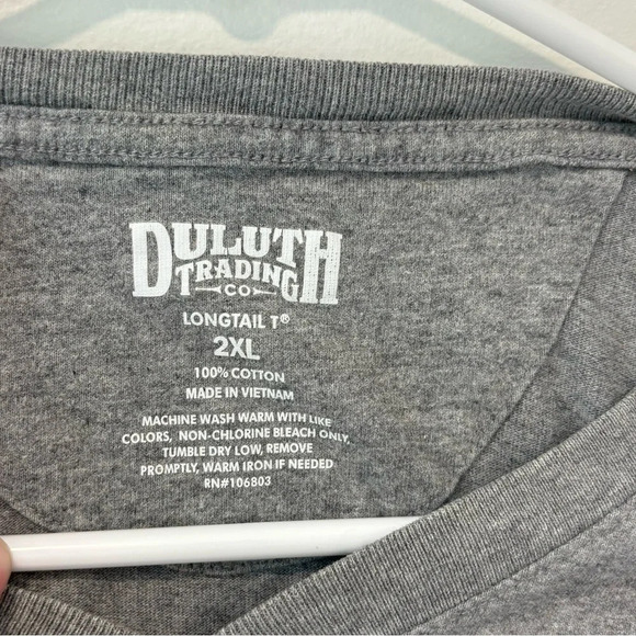 Duluth Trading Co 2XL Grey Cotton Short Sleeve Classic T Shirt V Neck Casual - Picture 5 of 6